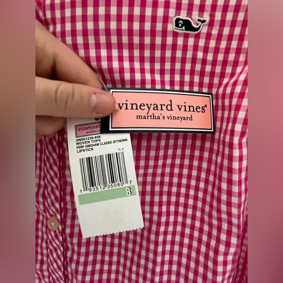 NWT Vineyard Vines pink gingham shirt - Picture 2 of 3
